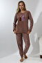 Fwn 5015 Plush Welsoft Fleece Winter Soft Women's Pajama Set with Teddy Bear - 2