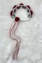 Burgundy Ornate Bridal Bridesmaid Henna Night Tambourine, Three Size Laser Flower and Ribbon Detailed Tambourine 10 Pieces - 5