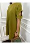Oversize Yeşil Kol Detaylı Örme Elbise - 2