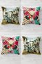 Colorful Butterfly and Bicycle Patterned Hidden Zippered Throw Pillow Cover Seat Pillow Cover Set(4PCS)