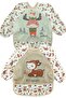 Gazelle and Deer Pattern Baby Food Bib with Sleeves and Pockets - 2