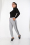 Women's Gray Melange Side Striped Elastic Leg Sweatpants - 2