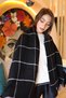 Square Patterned Scarf Shoulder Shawl 70X180 cm 1210 Black - 5