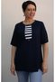 Dark blue, dark blue color block combed cotton Viscose T-shirt - 5