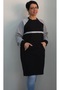 Black 2 thread raised winter gray color block and stripe raglan sleeve kangaroo pocket sweatshirt tunic - 8