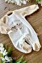 Velvet Baby Sleeping Bag with Booties and Scarf Bears