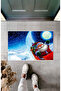 New Year Themed Red and Blue Digital Printed Bath Mat with Santa Claus Figure 50x70 - 2