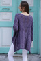 Women's Purple Bag Pocket Braided Oversize Loose Cotton Knitwear Blouse Sweater - 2
