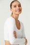 x Melodi White Cotton Corded Long Sleeve Crop Sports Blouse Long Sleeve - 5