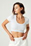 x Melodi Gray Cotton Ribbed Crop T-Shirt Short Sleeve