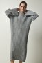 Women's Gray Knitted Detailed Thick Oversize Knitwear Dress YY00184 - 2