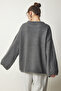 Women's Gray Oversize Basic Knitwear Sweater KB00034 - 5