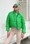 Women's Light Green Stand Collar Double Pocket Puffer Puffer Coat with Elastic Waist ALC-X7684 - 3