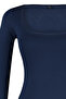 Lacivert Fitted/Vücuda OturaKare Yaka Alttan Çıtçıtlı Örme Body TWOAW24BD00062 - 7