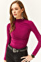 Women's Cherry Rotten High Collar Lycra Blouse with Gather Detail - 4