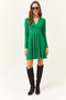 Women's Green Double Breasted Collar Flared Mini Dress - 2