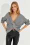 Women's Gray Knotted Knitwear Blouse MSS118 - 5