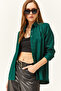 Women's Emerald Green Fine Ribbed Velvet Shirt - 3