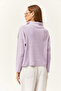 Women's Lilac Zippered Stand Collar Hooded Sweater - 4