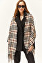 Women's Plaid Stone Black Tasseled Thick Shoulder Shawl - 3