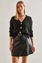Women's Black Patterned Openwork Knitwear Cardigan 60021017 - 6