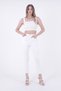 Unlined Women's Jeans with Seamless and High Waisted Pockets on the Legs Mom Fit Jean White Denim - 4