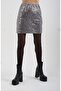 Gray Sequined Lined Mini Skirt - 4