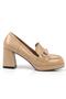 Blunt Toe Metal Buckle Medium Heeled Women's Loafer Shoes - 2