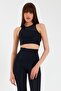 Black Half Tulle Detailed Sports Bra