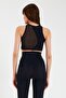 Black Half Tulle Detailed Sports Bra - 4