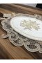 مفرش طاولة، لون القهوة 80x50 دانتيل مطرز - 3