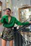 Emerald Green Basic Women's Satin Shirt Mg1326 - 2