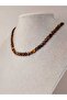 Tiger Eye Stone FLAT Facet Cut Necklace 6x4mm (Fixed Clip) - 8