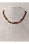 Tiger Eye Stone FLAT Facet Cut Necklace 6x4mm (Fixed Clip) - 9