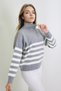Zipper Trucker Collar Striped Women's Sweater - 3