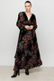 Authentic Pattern Velvet Slit Dress - 2