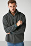 Matts Men's Fleece Half Zipper Thick Textured Oversize Fit Sweatshirt - 3