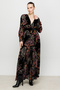 Authentic Pattern Velvet Slit Dress - 3