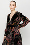 Authentic Pattern Velvet Slit Dress - 8
