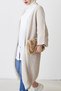 Collarless Folded Double Wide Uun Sleeve No Close Comfortable Loose Style Two-pocket Winter Long Knitwear Cardigan - 3