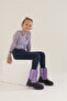 4522 Black-Lilac Thermo Sole Winter Girl's Boots - 4