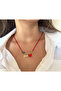 Glass Red Heart Evil Eye Beaded Necklace with Scottish Needle Letter