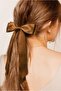 Brown color Bow model Automat Clip Buckle 1 Piece Double Bow Double Tail - 2