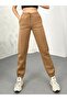 Women's Light Brown Winter Thick Fleece Inside High Waist Elastic Leg Basic Jogger Sweatpants - 2