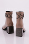 Women's Heeled Boots Mink Wrinkled Patent Leather - 3