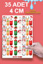 Happy New Year Sticker 4 Cm 35 Pieces - Water Resistant New Year Christmas Figures Label
