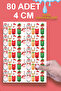 Happy New Year Sticker 4 Cm 80 Pieces - Water Resistant New Year Christmas Figures Label