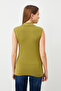 Women's Oil Green Sleeveless Blouse - 3