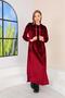 Burgundy Stone Printed Kangaroo Pocket Velvet Long Women's Dress| Long Sports Hijab Dress| Casual Dress - 4