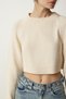 Women's Cream Crew Neck Crop Knitwear Sweatshirt MC00240 - 5
